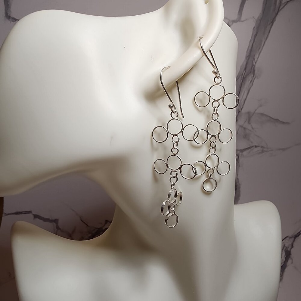 925 Silver Dangle Circle Earrings - image 1